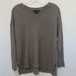 Tahari Women 1X Sweater Long Sleeve Merino Wool Blend Rib Knit Button Back